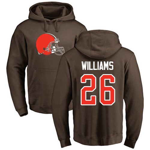 Men Cleveland Browns Greedy Williams Brown Jersey 26 NFL Football Name and Number Logo Pullover Hoodie Sweatshirt